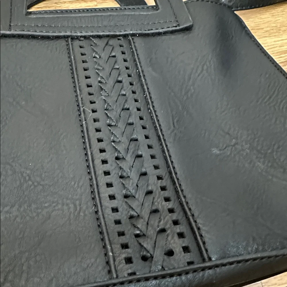 Black Small Handbag adjustable Crossbody strap faux leather